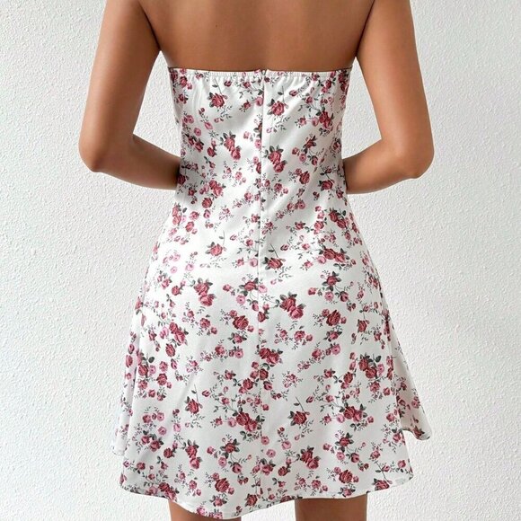 Summer Vacay Strapless Floral Mini Dress White - Picture 2 of 7